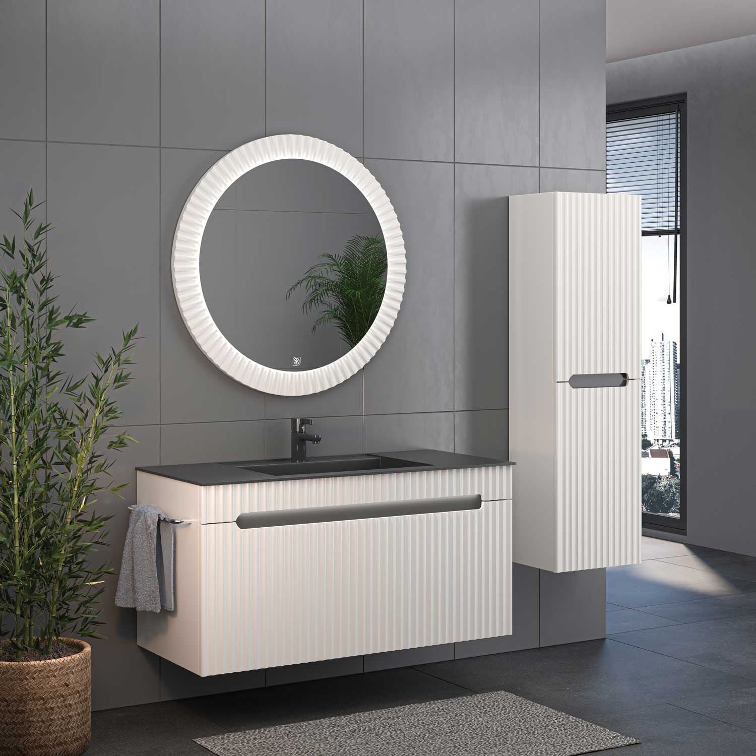 Shower Zara 100 cm Banyo Dolabı (Çekmeceli) Boy Dolaplı - Aytaşı