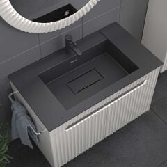 Shower Zara 100 cm Banyo Dolabı (Çekmeceli) Boy Dolaplı - Antrasit
