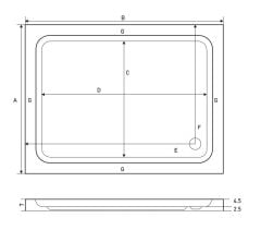Shower 85x110 Rigel Dikdörtgen Flat Duş Teknesi (h:7 cm)