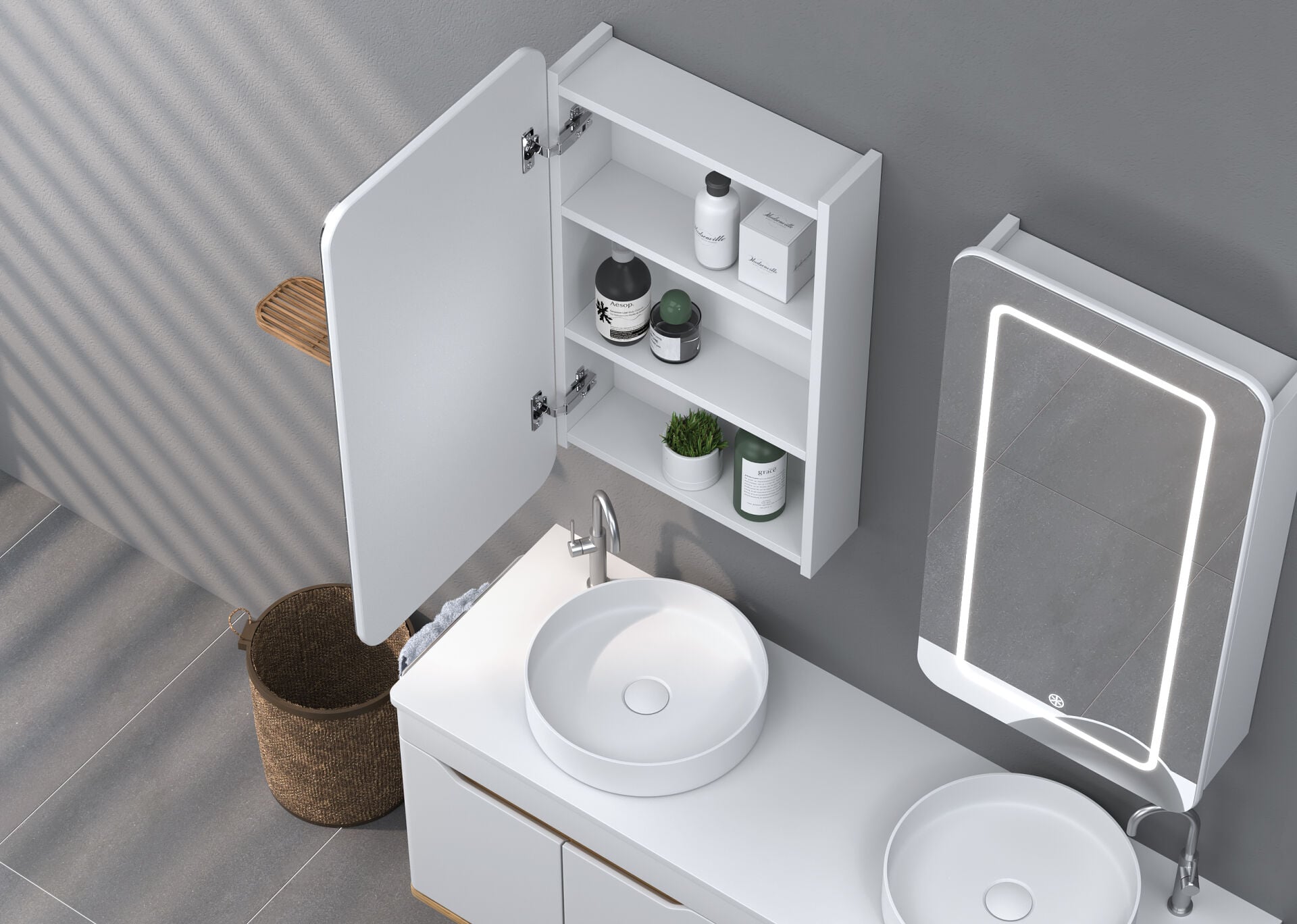 Shower Edra 130 cm Banyo Dolabı Beyaz/Legnano