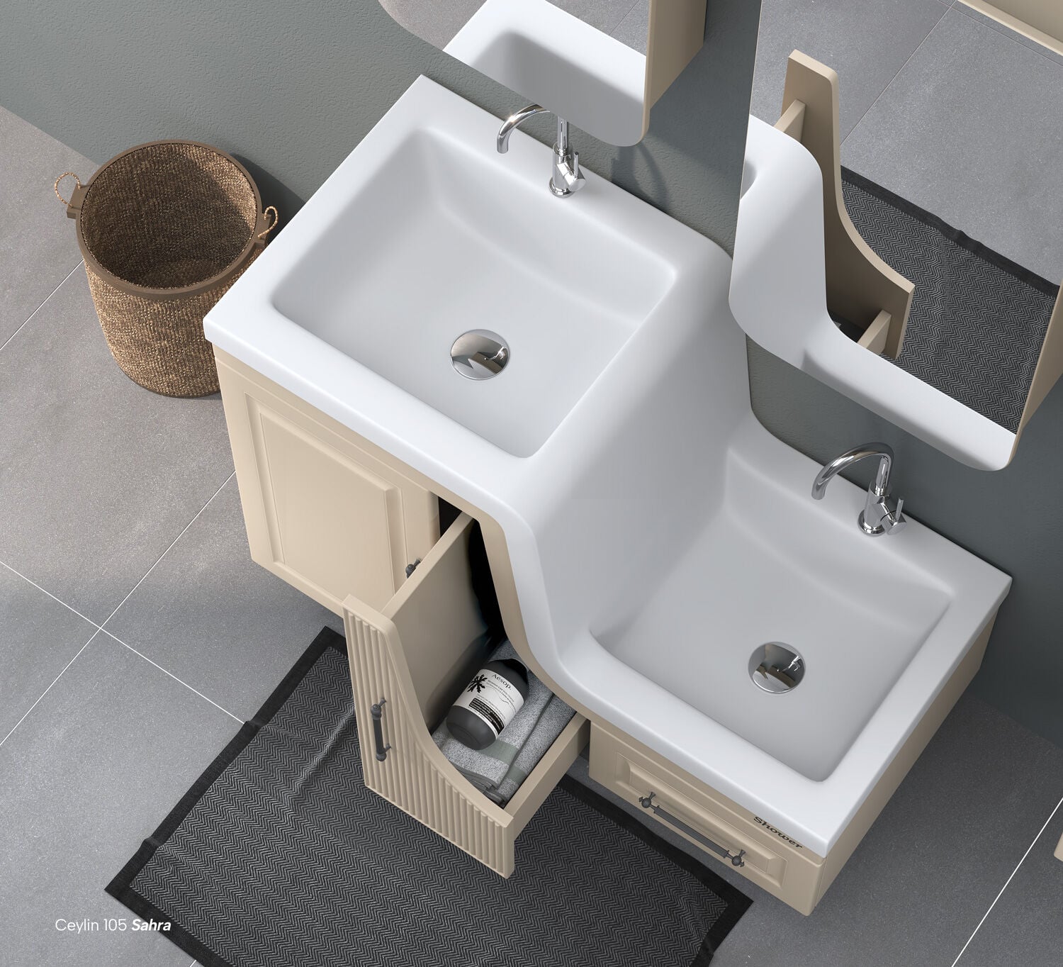 Shower Ceylin 105 Banyo Dolabı Boy Dolapsız - Sahra