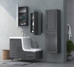 Shower Ceylin 105 Banyo Dolabı Boy Dolaplı - Antrasit