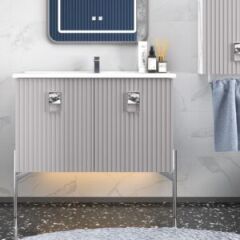 Shower Dora 85 cm Kapaklı Banyo Dolabı - Açık Gri