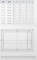 Shower 80x120 Dikdörtgen Slim Flat Duş Teknesi (h:5 cm)