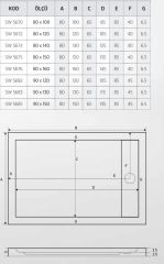Shower 90x120 Dikdörtgen Slim Flat Duş Teknesi (h:5 cm)