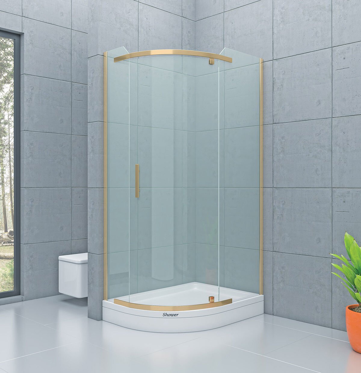 Shower Original 80x160 2 Sabit 1 Açılır Asimetrik Tekne Üzeri Kabin