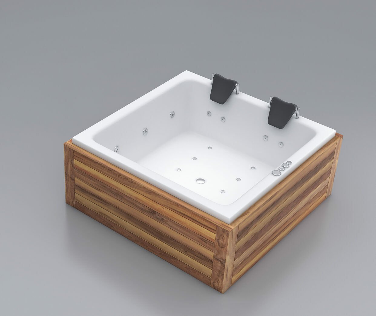 Shower Atos Plus 160x160 Kare Ahşap Panelli Özel Küvet