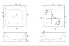 Shower Atos Plus 160x160 Kare Ahşap Panelli Özel Küvet