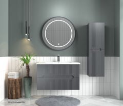 Shower Blue 100 cm Banyo Dolabı Boy Dolapsız - Antrasit