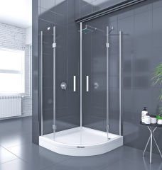 Shower Place 80X80 2 Sabit 2 Açılır Oval Tekne Üzeri Kabin