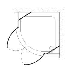 Shower Place 80X80 2 Sabit 2 Açılır Oval Tekne Üzeri Kabin