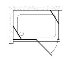 Shower Place 70x100 1 Sabit 1 Açılır Yan Panelli Nokta Menteşeli Kabin