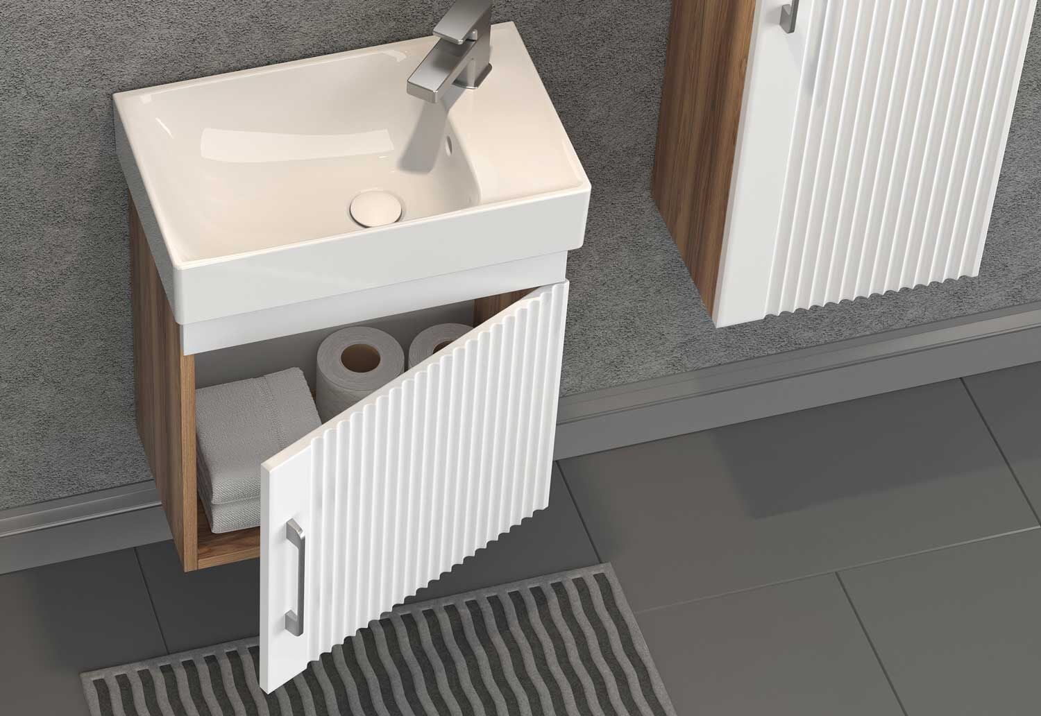 Shower Area 50 cm Banyo Dolabı Boy Dolapsız - Beyaz/Hazar