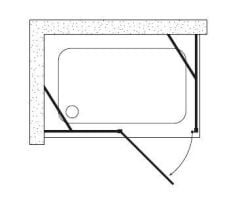 Shower Place 70x110 1 Sabit 1 Açılır Yan Panelli Nokta Menteşeli Kabin