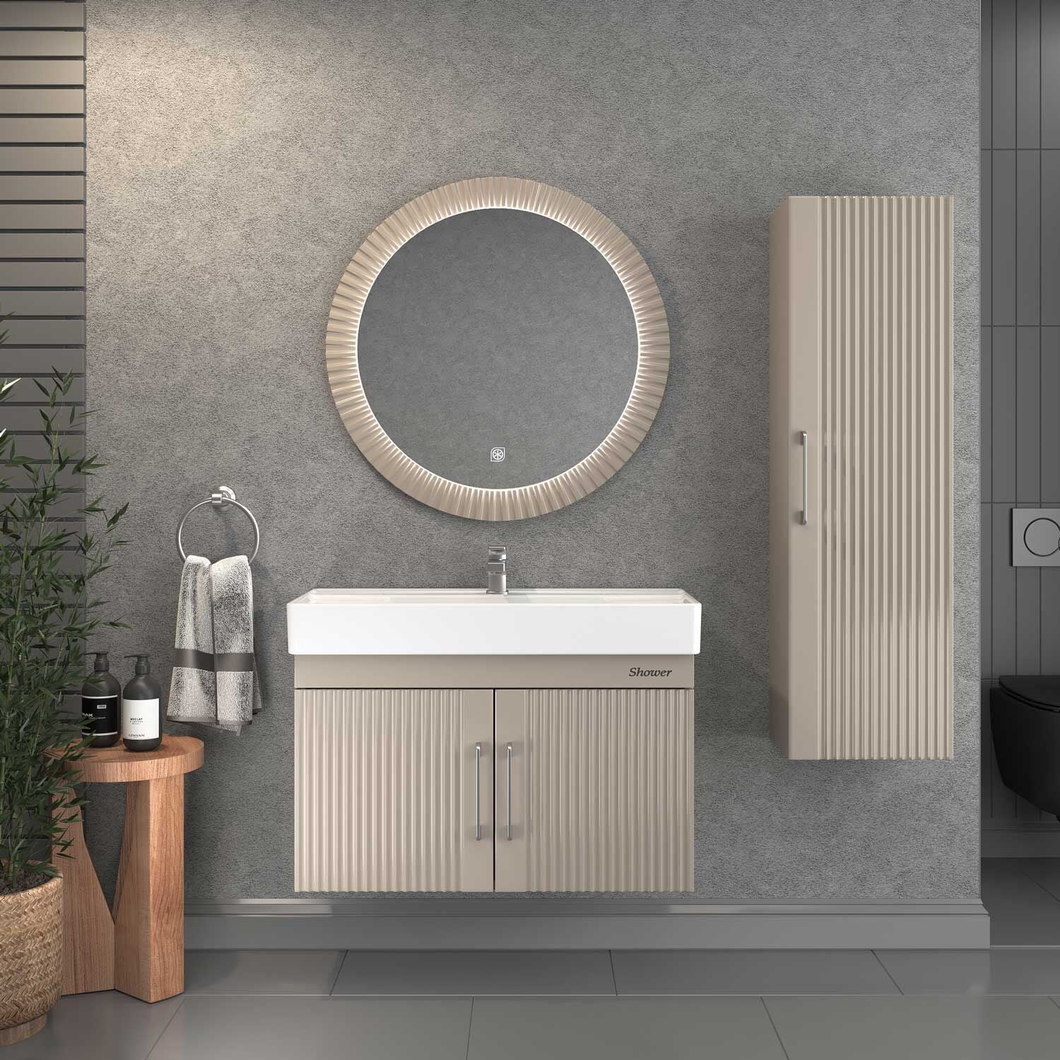 Shower Area 85 cm Banyo Dolabı Boy Dolaplı - Sahra