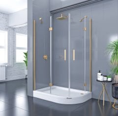 Shower Place 80x150 2 Sabit 2 Açılır Asimetrik Tekne Üzeri Kabin