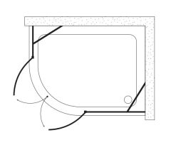 Shower Place 90x120 2 Sabit 2 Açılır Asimetrik Tekne Üzeri Kabin