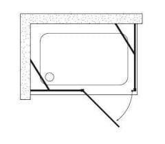 Shower Place 70x140 1 Sabit 1 Açılır Yan Panelli Nokta Menteşeli Kabin
