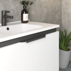 Shower Arno 85 cm Banyo Dolabı Boy Dolapsız - Beyaz/Siyah