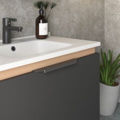 Shower Arno 85 cm Banyo Dolabı Boy Dolaplı - Antrasit/Kraft