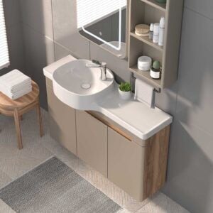 Shower Serin 65 cm Banyo Dolabı Boy Dolapsız - Sahra/Hazar