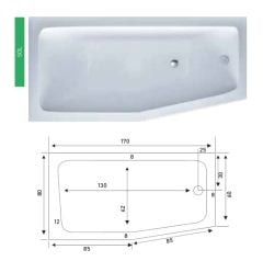 Shower Penta Beşgen Özel Küvet 60x80x170