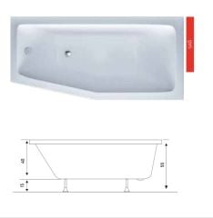 Shower Penta Beşgen Özel Küvet 60x80x170