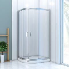 Shower Boss 80x100 2 Sabit 2 Açılır Asimetrik Tekne Üzeri Kabin