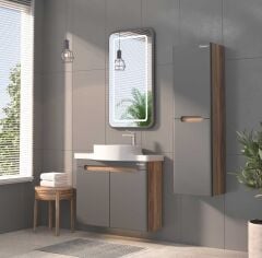 Shower Serin 100 cm Banyo Dolabı Boy Dolaplı - Sol - Antrasit/Hazar