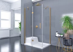 Shower Place 80x110 1 Sabit 1 Açılır Yan Panelli Nokta Menteşeli Kabin