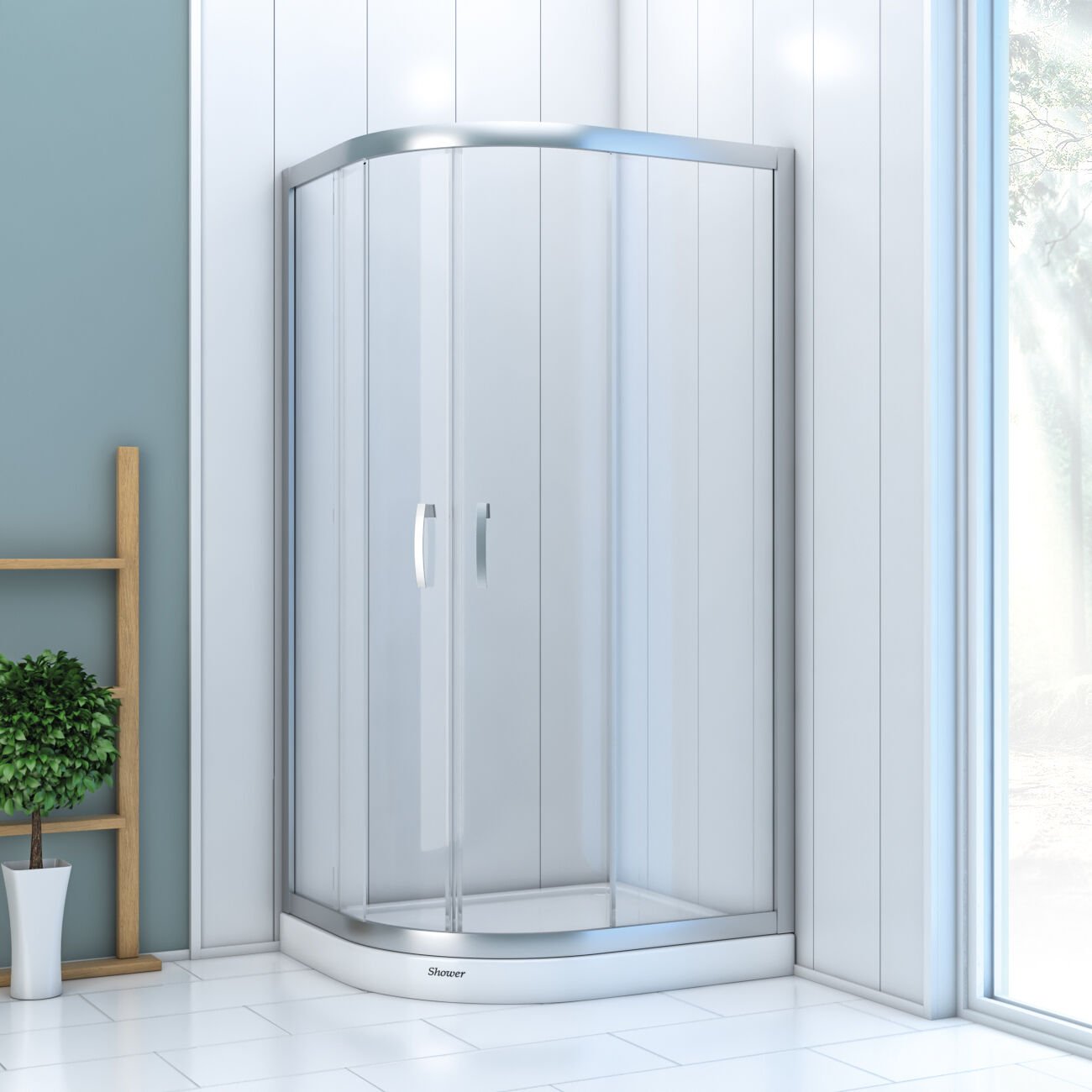 Shower Boss 90x130 2 Sabit 2 Açılır Asimetrik Tekne Üzeri Kabin