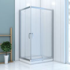 Shower Boss 70x80 2 Sabit 2 Açılır Dikdörtgen Tekne Üzeri Kabin