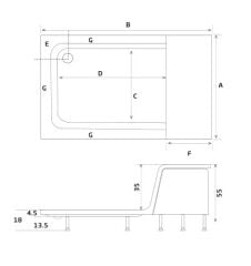 Shower Drawer Çekmeceli Dikdörtgen Duş Teknesi