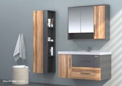 Shower Moon 100 cm Banyo Dolabı Boy Dolapsız - Hazar/Antrasit