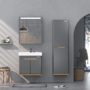 Shower Lenon 60 cm Banyo Dolabı Boy Dolaplı - Antrasit/Legnano