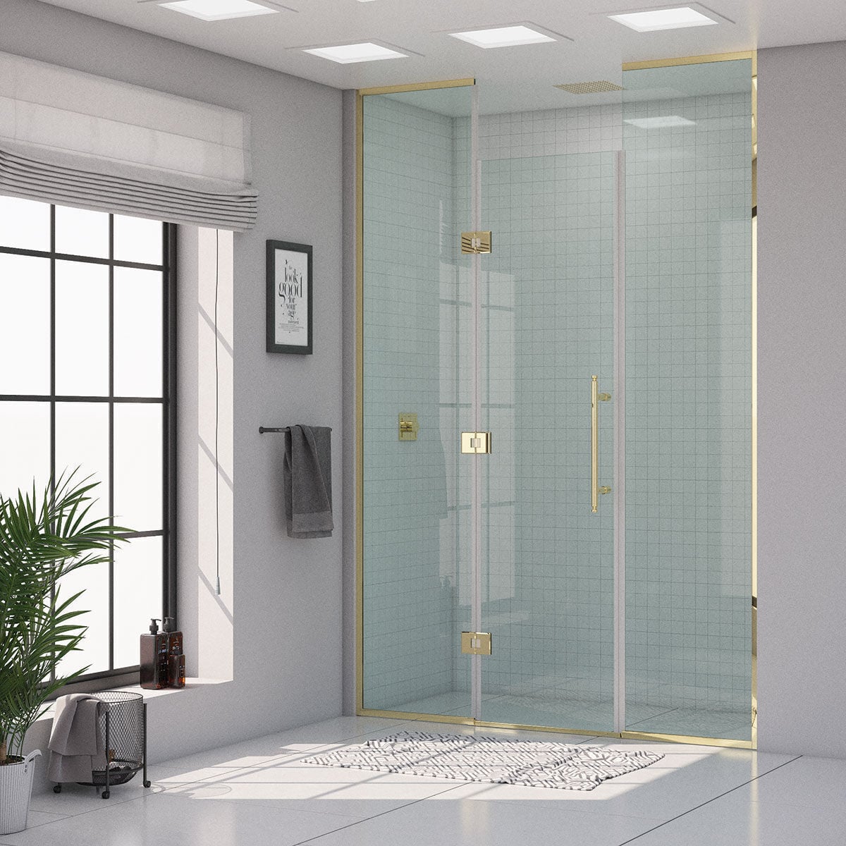 Shower Maxi 140 cm 2 Sabit 1 Açılır İki Duvar Arası Nokta Menteşeli Kabin