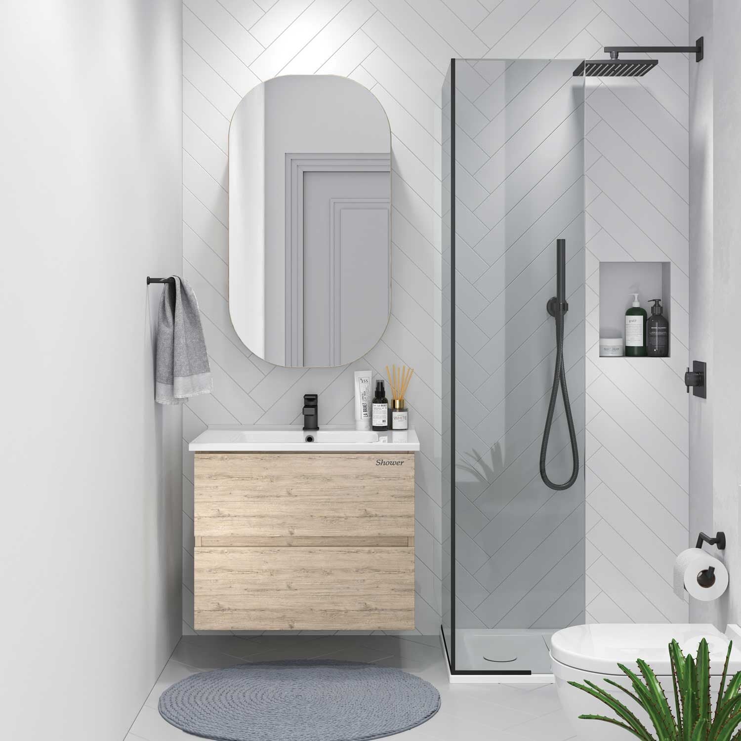 Shower İdol 65 cm Banyo Dolabı Rustik Meşe