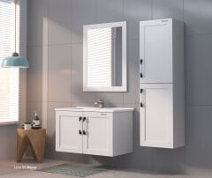 Shower Lexa 75 cm Banyo Dolabı Beyaz - Boy Dolaplı - Çekmeceli