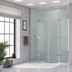 Shower Maxi 130 cm 2 Sabit 2 Açılır İki Duvar Arası Nokta Menteşeli Kabin
