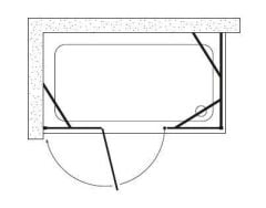 Shower Place 70x160 2 Sabit 1 Açılır Yan Panelli Nokta Menteşeli Kabin