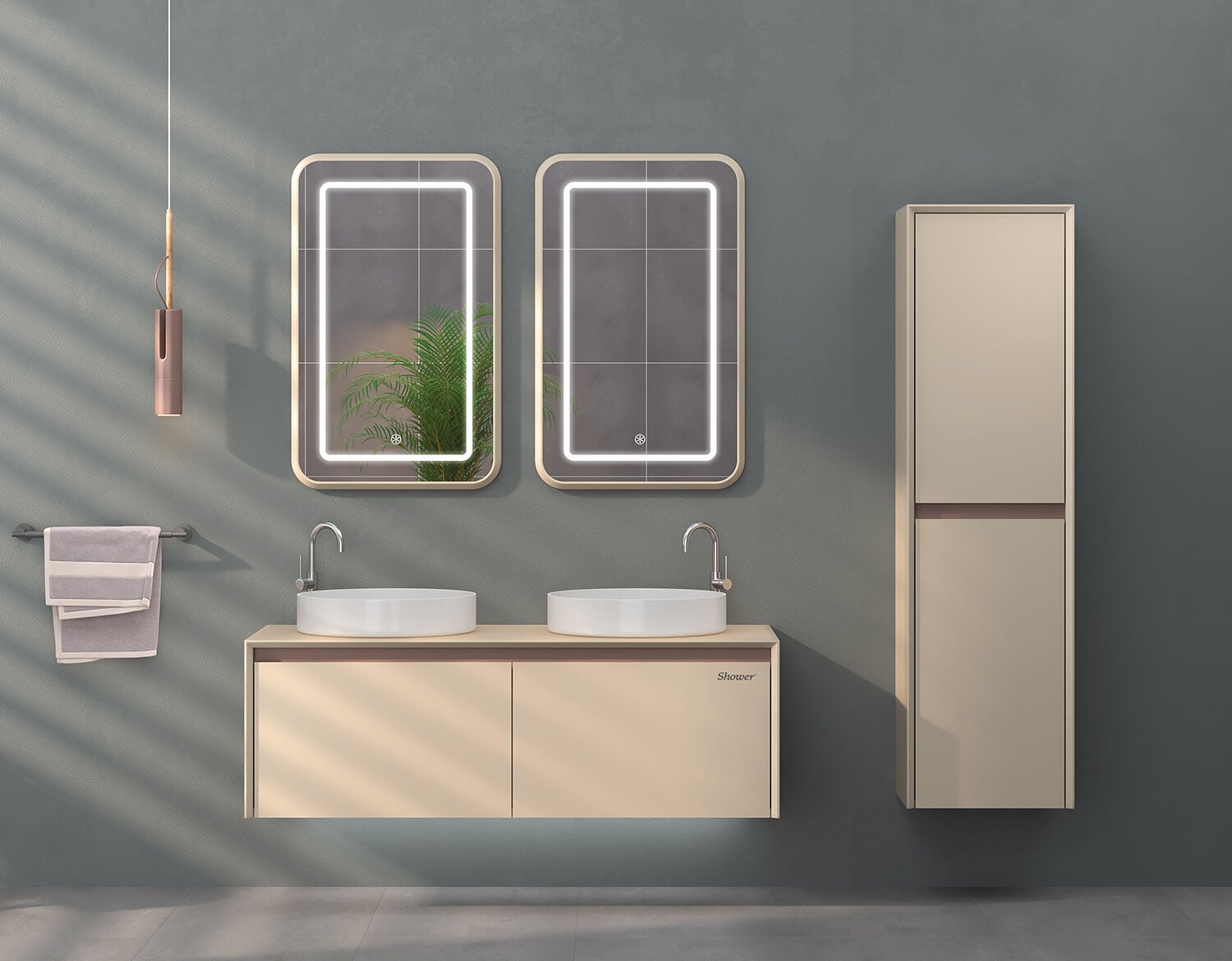 Shower Line 120 cm Banyo Dolabı Boy Dolaplı - Sahra