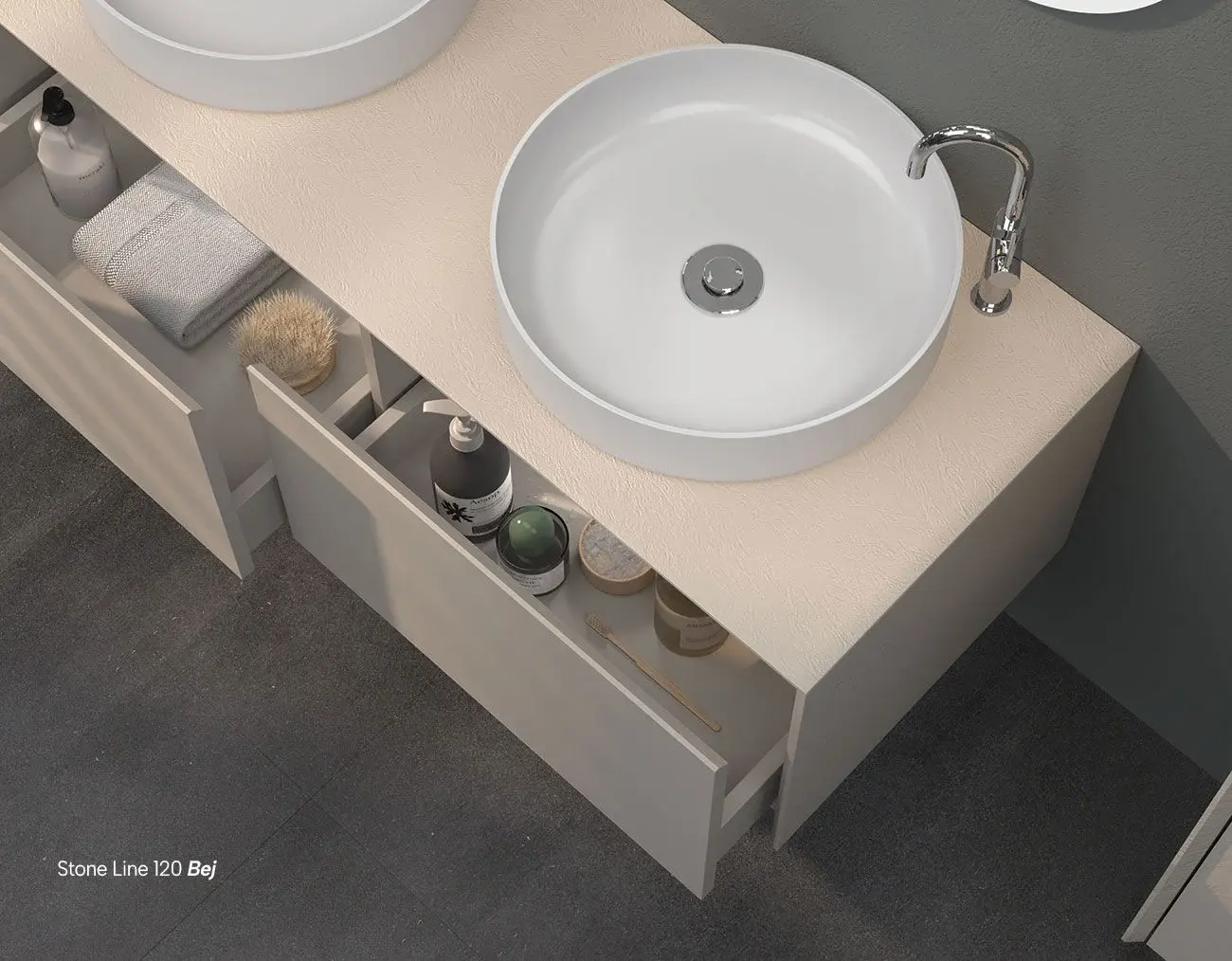 Shower Line 120 cm Banyo Dolabı Boy Dolapsız - Sahra