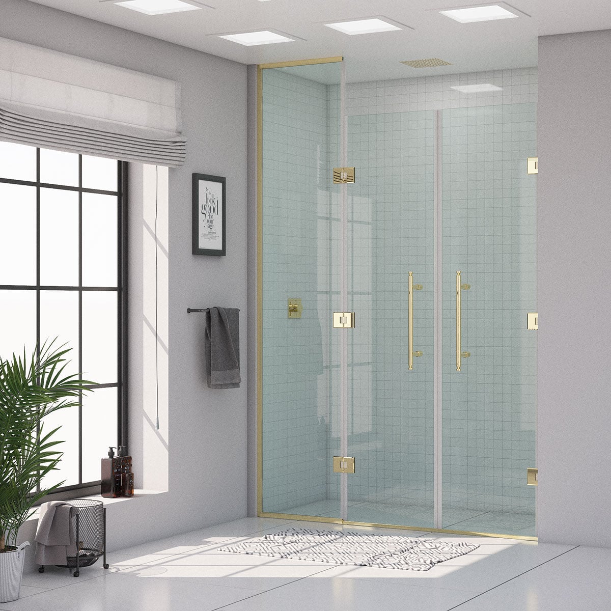 Shower Maxi 100 cm 1 Sabit 2 Açılır İki Duvar Arası Nokta Menteşeli Kabin