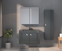 Shower Mertaş 80 cm Banyo Dolabı Boy Dolaplı - Antrasit