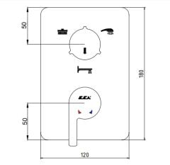 E.C.A. | ICON ANKASTRE BANYO BATARYASI SIVA ÜSTÜ GRUBU – 3 YOLLU