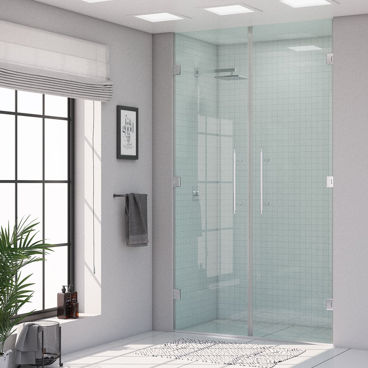 Shower Maxi 100 cm 2 Açılır İki Duvar Arası Nokta Menteşeli Kabin