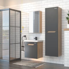 Shower Milano Plus 65 cm Banyo Dolabı Boy Dolapsız - Antrasit/Legnano