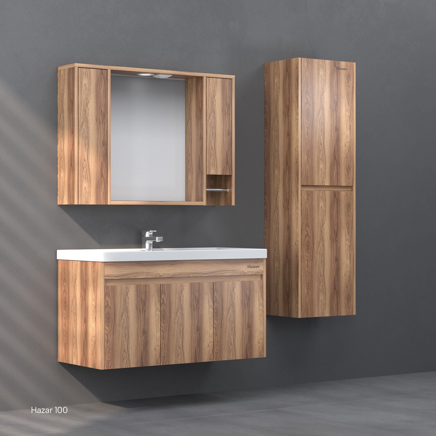 Shower Hazar 100 cm Banyo Dolabı Boy Dolaplı - Hazar
