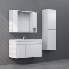 Shower Hazar 100 cm Banyo Dolabı Boy Dolaplı - Beyaz