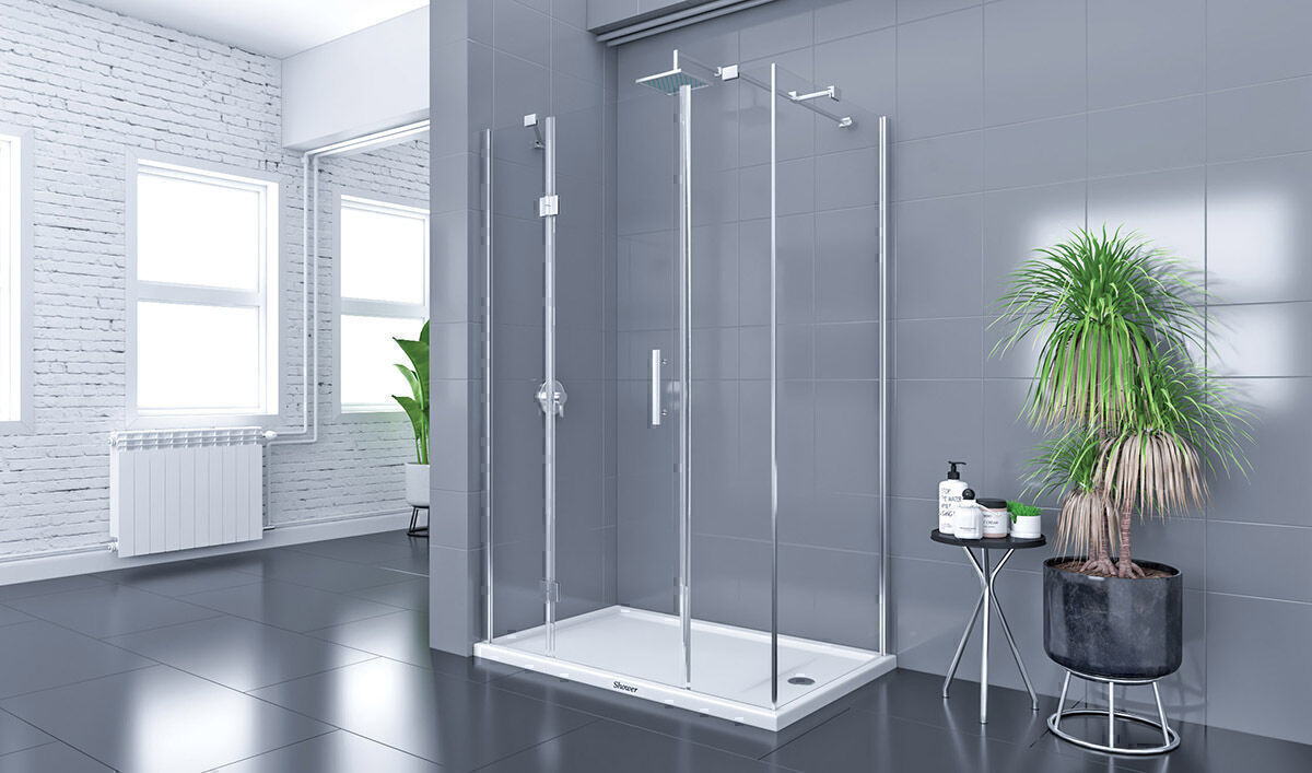 Shower Place 100x140 2 Sabit 1 Açılır Yan Panelli Nokta Menteşeli Kabin